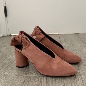 COS Pink Suede Round Heel Slingback